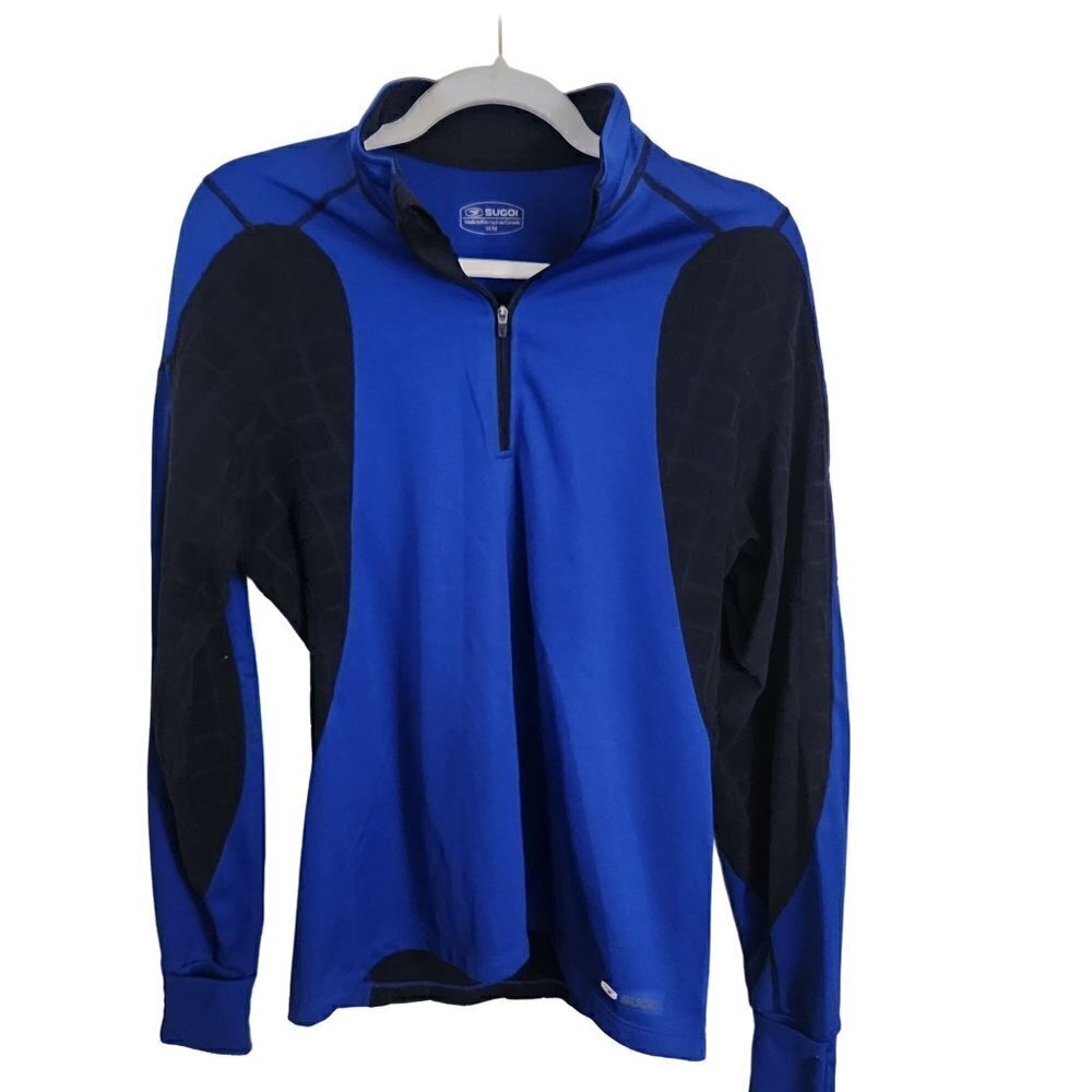 SUGOI Cycling Blue Black Lightweight 1/4 Zip Pullover Shirt Size M